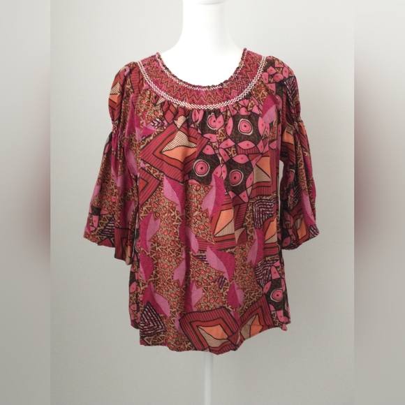 Desigual off shoulder boho peasant blouse top M - Picture 6 of 11